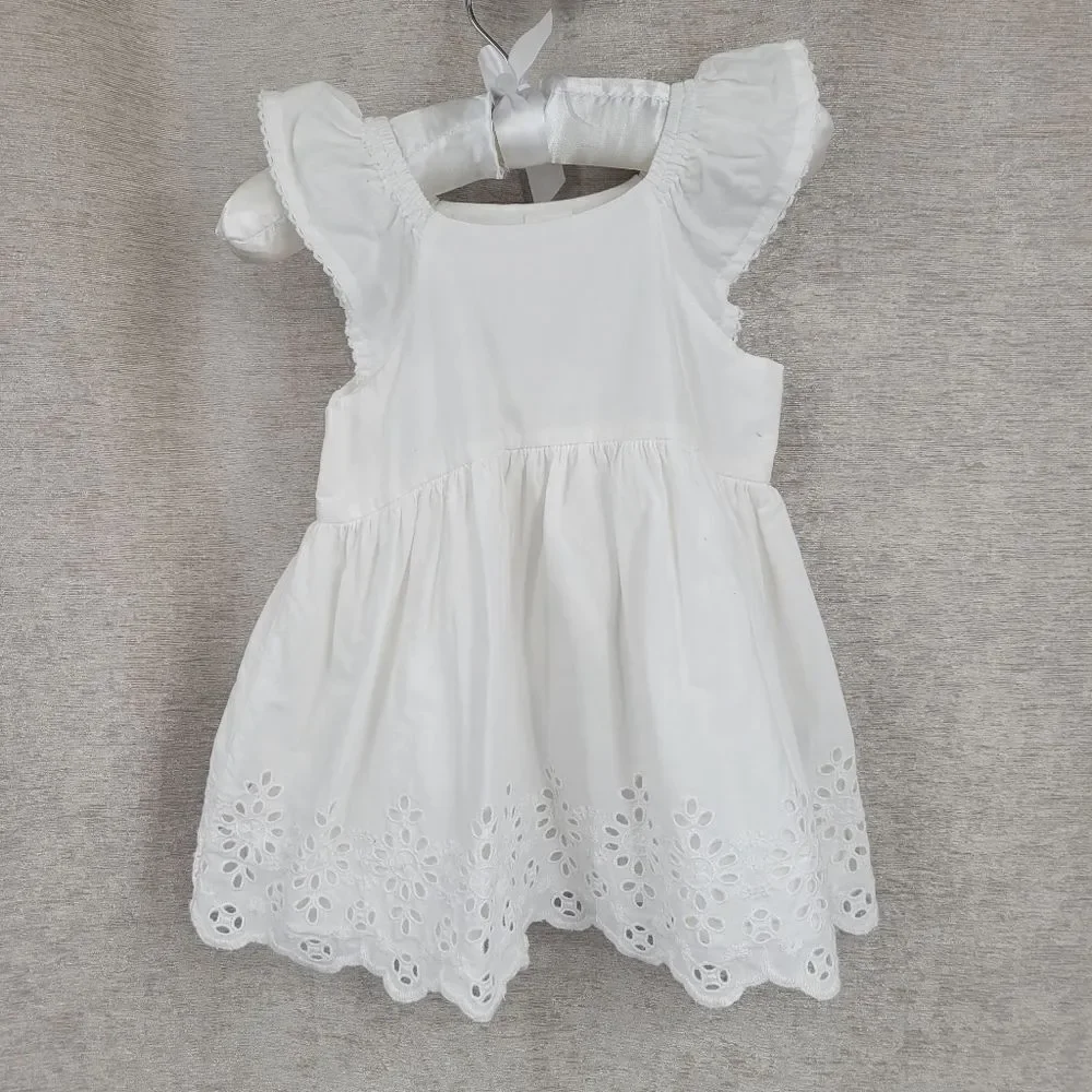 Baby Gap White Eyelet Dress / Blouse Cotton Girls Infant Size 6-12mo